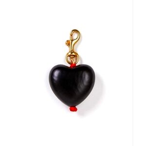 Clare V Grande Wooden Black Heart  Fob Keychain BRAND NEW